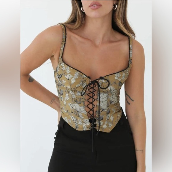 Rumored Tops - Rumored Renaissance Corset Metallic Garden Jacquard
